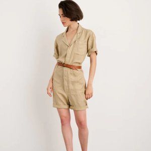 Alex Mill Standard Short Jumpsuit in Linen Vintage Khaki, Large